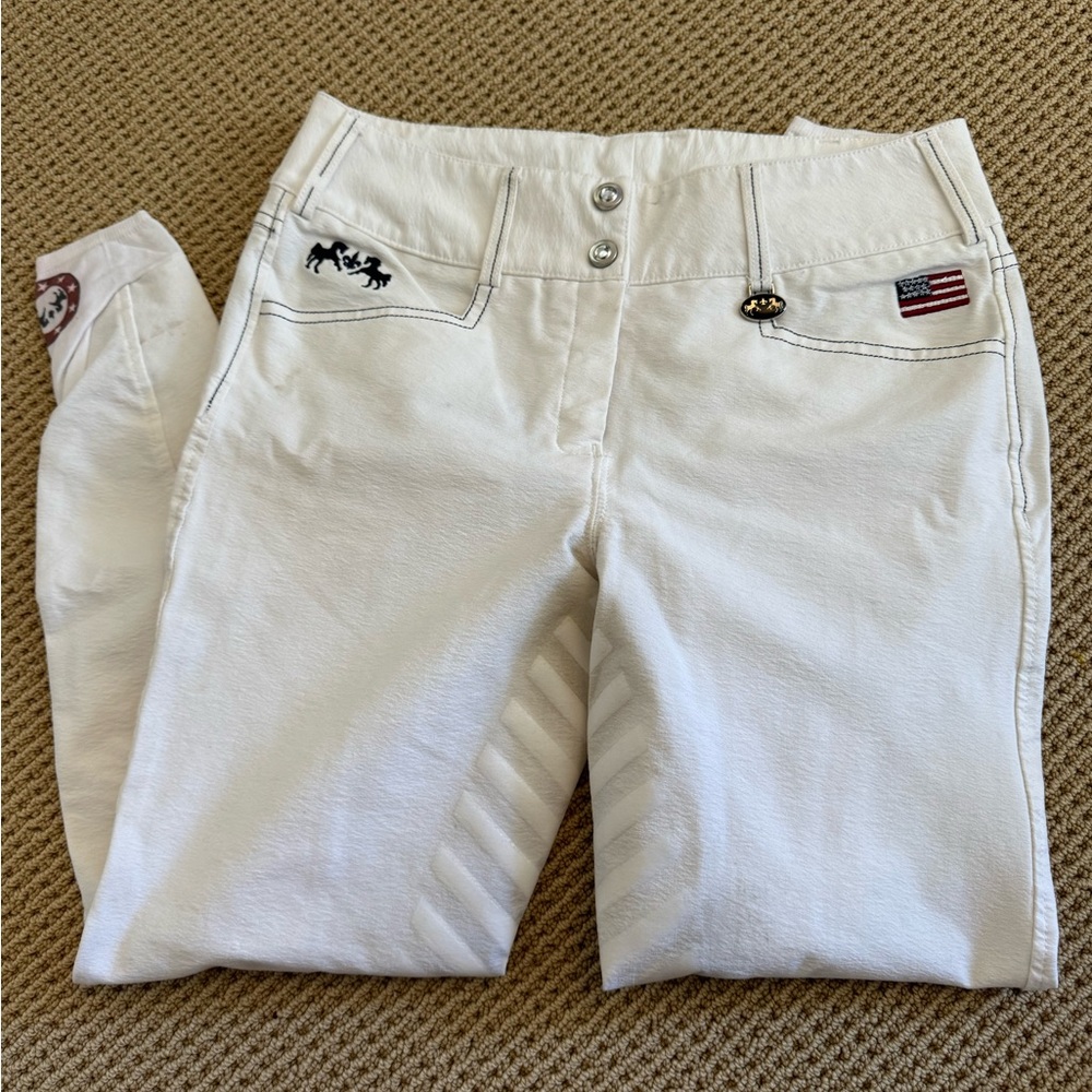 Equine couture white breeches